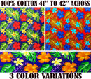 All over Tropical Flowers Cotton Fabric | Islands Fabric