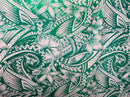 Hibiscus Plumeria Polynesian Tattoo Polyester Foil Fabric | Islands Fabric