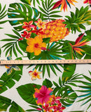 Pineapple, Tropical Flowers & Leaves Cotton Fabric | Islands Fabric