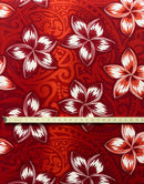 Plumeria Traditional Tattoo background Peachskin Fabric | Islands Fabric