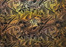 Hibiscus Plumeria Polynesian Tattoo Polyester Foil Fabric | Islands Fabric
