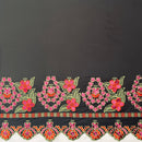 Floral Embroidered Border Polyester Fabric| Islands Fabric