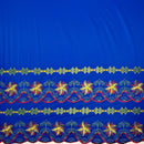 Plumeria Flower Embroidered Double Border Polyester Fabric | Islands Fabric