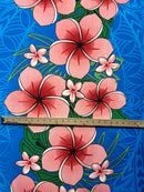 Traditional Tattoo Plumeria Monstera Leaves design Fabric | Peachskin