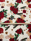 Poinsettia Ornament Elegance Polyester Fabric | Islands Fabric