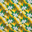 Tiare & Banana Leaf Tribal Design Cotton Fabric | Islands Fabric