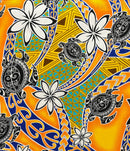 Tiare Sea Turtles Polynesian Tribal Design Rayon Fabric| Islands Fabric