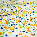 Watercolor Flowers and Black Dots Printed Spandex Fabric | Blue Moon Fabrics