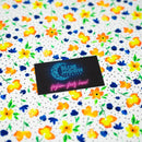 Watercolor Flowers and Black Dots Printed Spandex Fabric | Blue Moon Fabrics