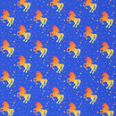 Unicorns Yellow Orange Printed Spandex | Blue Moon Fabrics