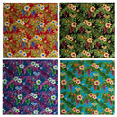 Hibiscus Plumeria Split Banana Palm Leaves Fabric | Rayon Poplin