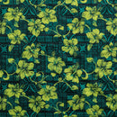 Hibiscus on Traditional Tapa design Polyester Fabric | Islands Fabric