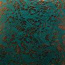 Hibiscus Plumeria Tiare Monstera,Musa Acuminata, Anthurium leaves | Polyester Foil Printed Fabric Green/Gold