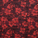 Hibiscus on Traditional Tapa design Polyester Fabric | Islands Fabric