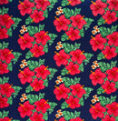 Hibiscus & Tropical Leaves Cluster All Over design Peachskin Fabric | Islands Fabric