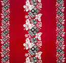 Hibiscus Tropical Leaves w/ Patches of Traditional Tapa Double Border Polyester Fabric | Islands Fabric