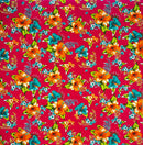 Hibiscus Palm Leaves Cluster All Over design Fabric  | Cotton