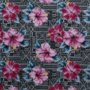 Hibisicus on traditional Tapa Polyester Fabric | Islands Fabric