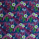 Hibiscus Plumeria Split Banana Palm Leaves Fabric | Rayon Poplin