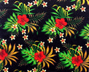 Hibiscus Monstera & Plumeria Flower Clusters Cotton Fabric | Islands Fabric