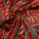 Abstract Triangle Foil Printed Mesh Fabric | Blue Moon Fabrics