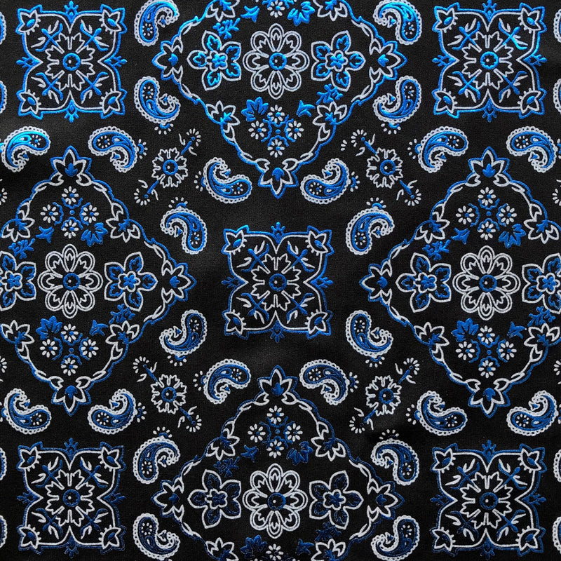 Bandana Foil Printed Spandex Fabric | Blue Moon Fabrics