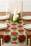 Poinsettia Pine Holiday Plaid Polyester Fabric | Islands Fabric