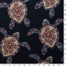 Decorated Sea Turtles Printed Spandex Fabric | Blue Moon Fabrics