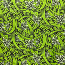 Lime Green Floral Traditional Polynesian Tattoo Background Poly Cotton Fabric