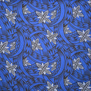 Royal Blue Floral Traditional Polynesian Tattoo Background Poly Cotton Fabric