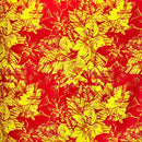 Red colored Hibiscus Plumeria Tropical Leaves Fabric