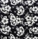 Black Hibiscus Cluster Rayon Challis Fabric