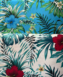 2nd swatch of Hibiscus Monstera Palm leaves Polyester Fabric