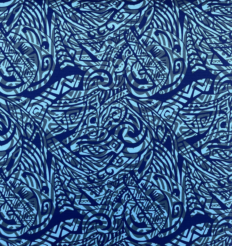 Traditional Polynesian Tattoo Swirl design Cotton Light Barkcloth Fabric | Islands Fabric