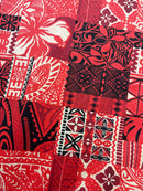Traditional Polynesian Tapa Design Polyester Fabric