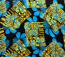 Hibiscus Geometric Floral Design Rayon Fabric | Islands Fabric