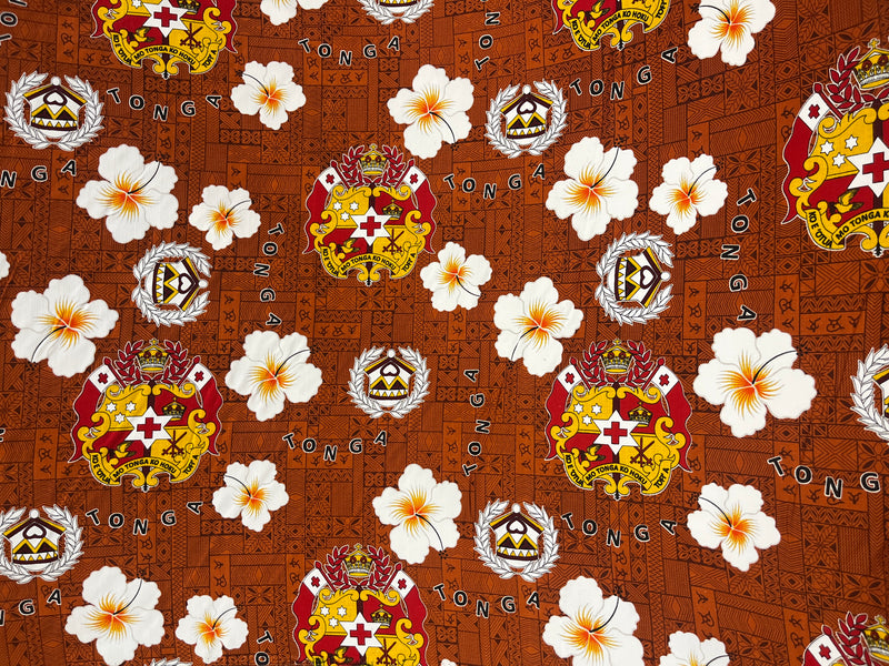 Tonga Seal Hibiscus All Over Design Fabric | Cotton Light Barkcloth