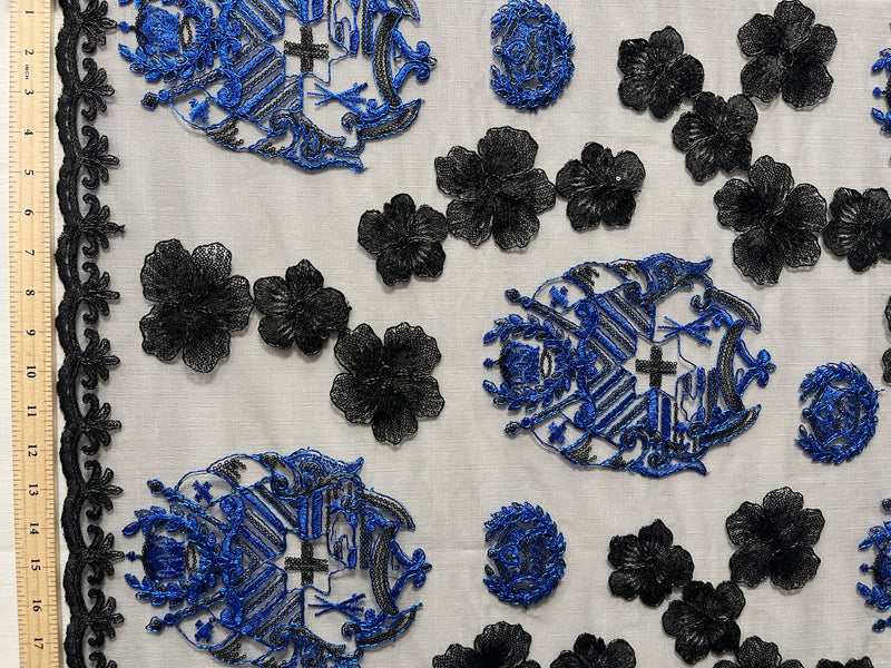 Black Hibiscus Tonga Seal Lace | Islands Fabric