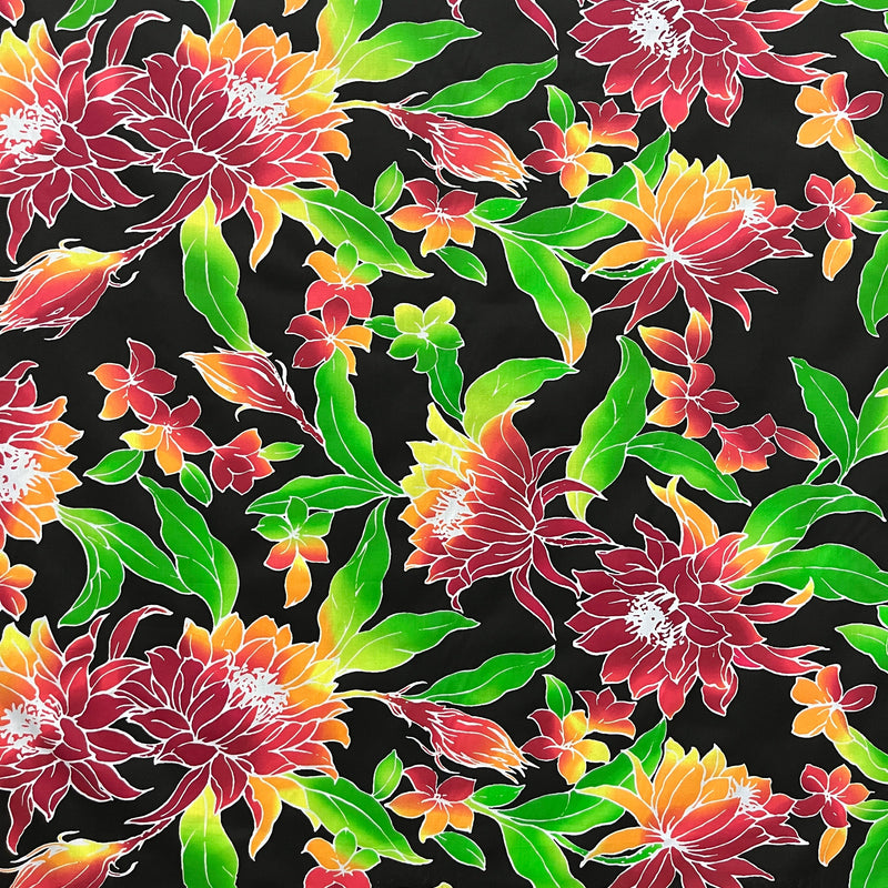 Colorful floral pattern on a black background