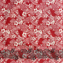 Polynesian Hibiscus & Plumeria Flowers Traditional Tattoo Single Border Poly-Cotton Fabric | Islands Fabric