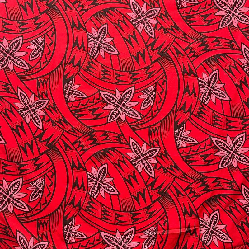 Floral Traditional Polynesian Tattoo Background Poly Cotton Fabric | Islands Fabric