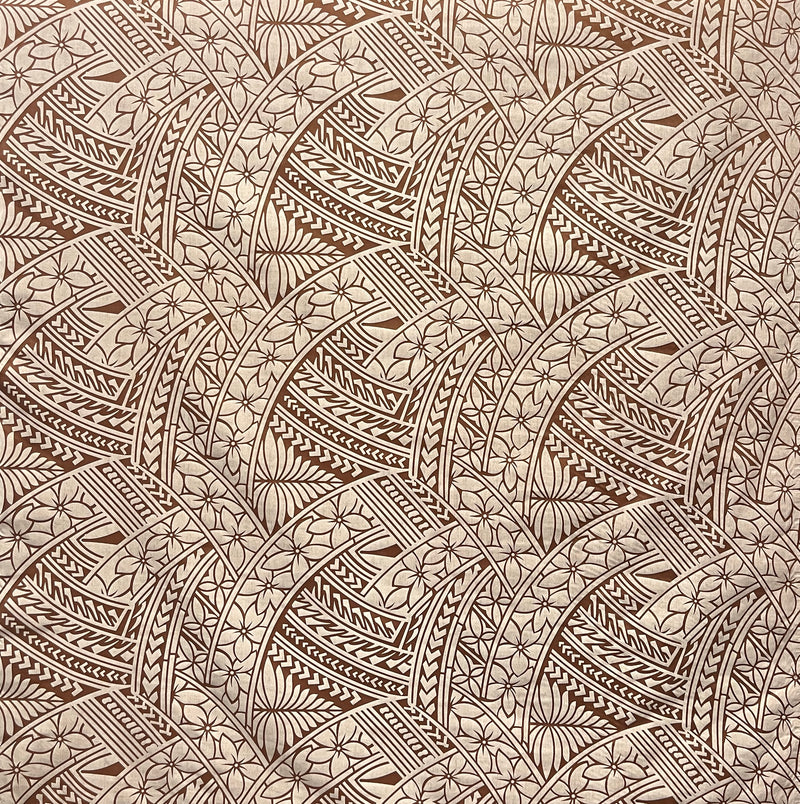 Hibiscus Traditional Polynesian Tattoo Poly Cotton Fabric | Islands Fabric