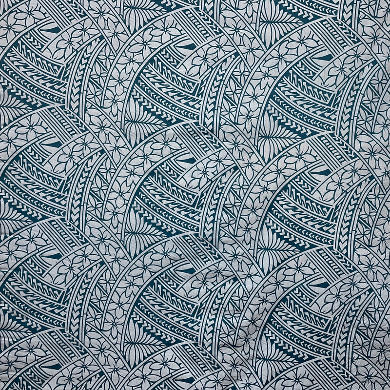 Hibiscus Traditional Polynesian Tattoo Poly Cotton Fabric | Islands Fabric