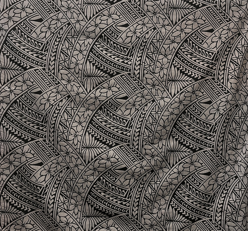 Hibiscus Traditional Polynesian Tattoo Poly Cotton Fabric | Islands Fabric