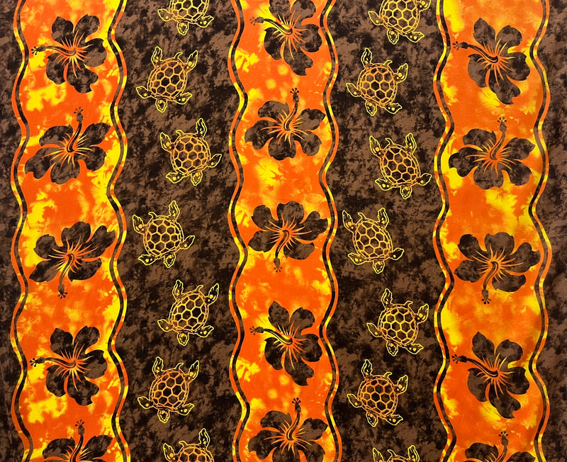 Hibiscus, Sea Turtle Rayon Challis Fabric | Islands Fabric