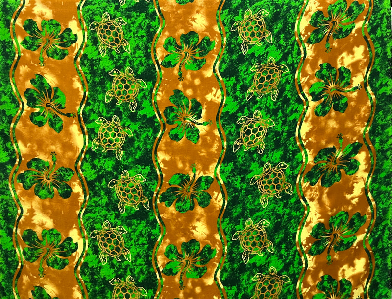 Hibiscus, Sea Turtle Rayon Challis Fabric | Islands Fabric