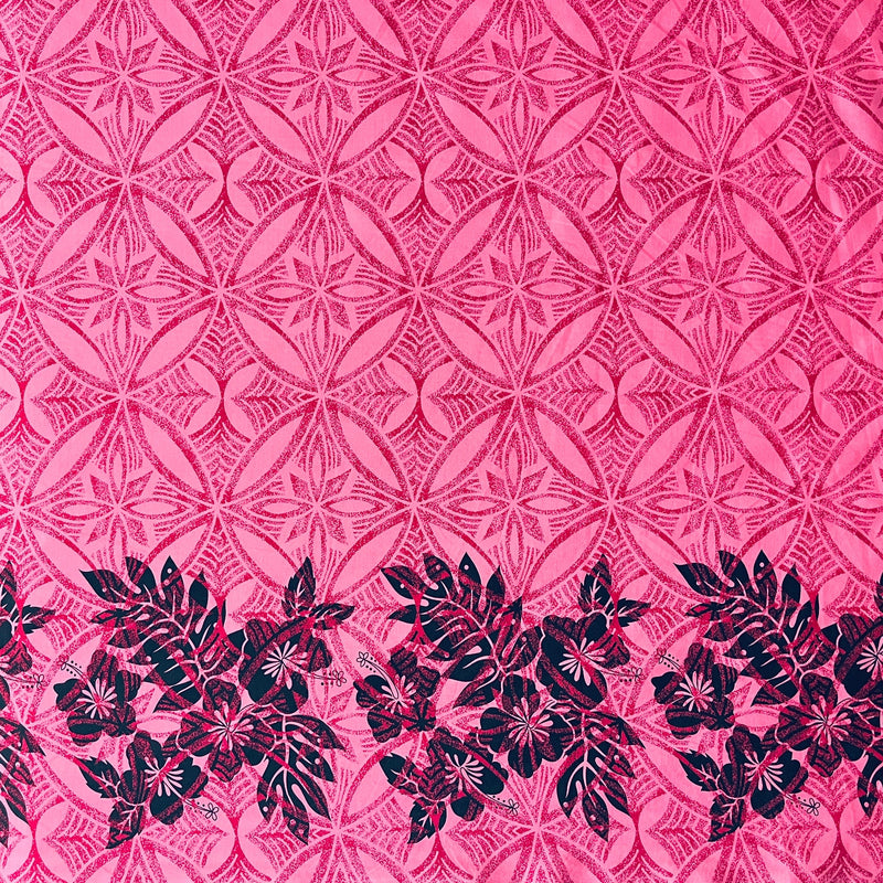 Tropical Floral Border Polyester Fabric | Islands Fabric