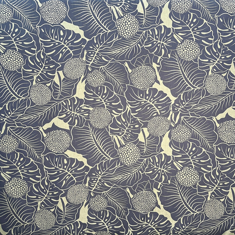 Durian Banana Monstera Leaves Fabric | Chambray (Denim Look)
