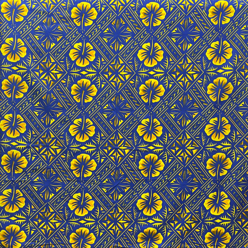 Traditional Tapa Hibiscus Cotton Fabric | Islands Fabric