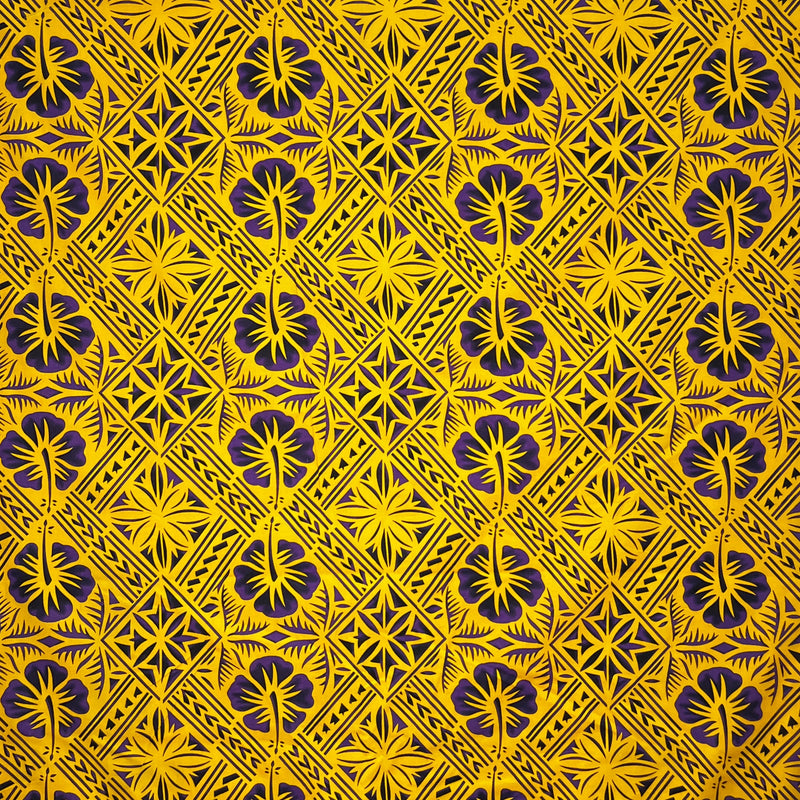 Traditional Tapa Hibiscus Cotton Fabric | Islands Fabric
